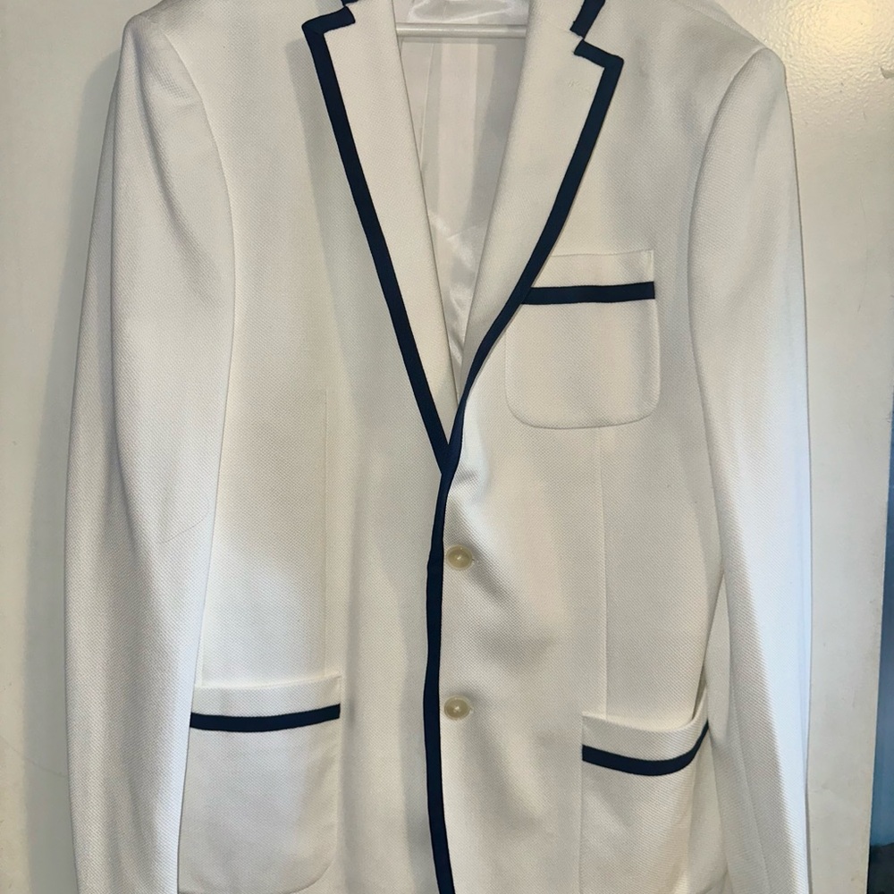Ralph Lauren Blazer - white w/ navy blue trim blazer